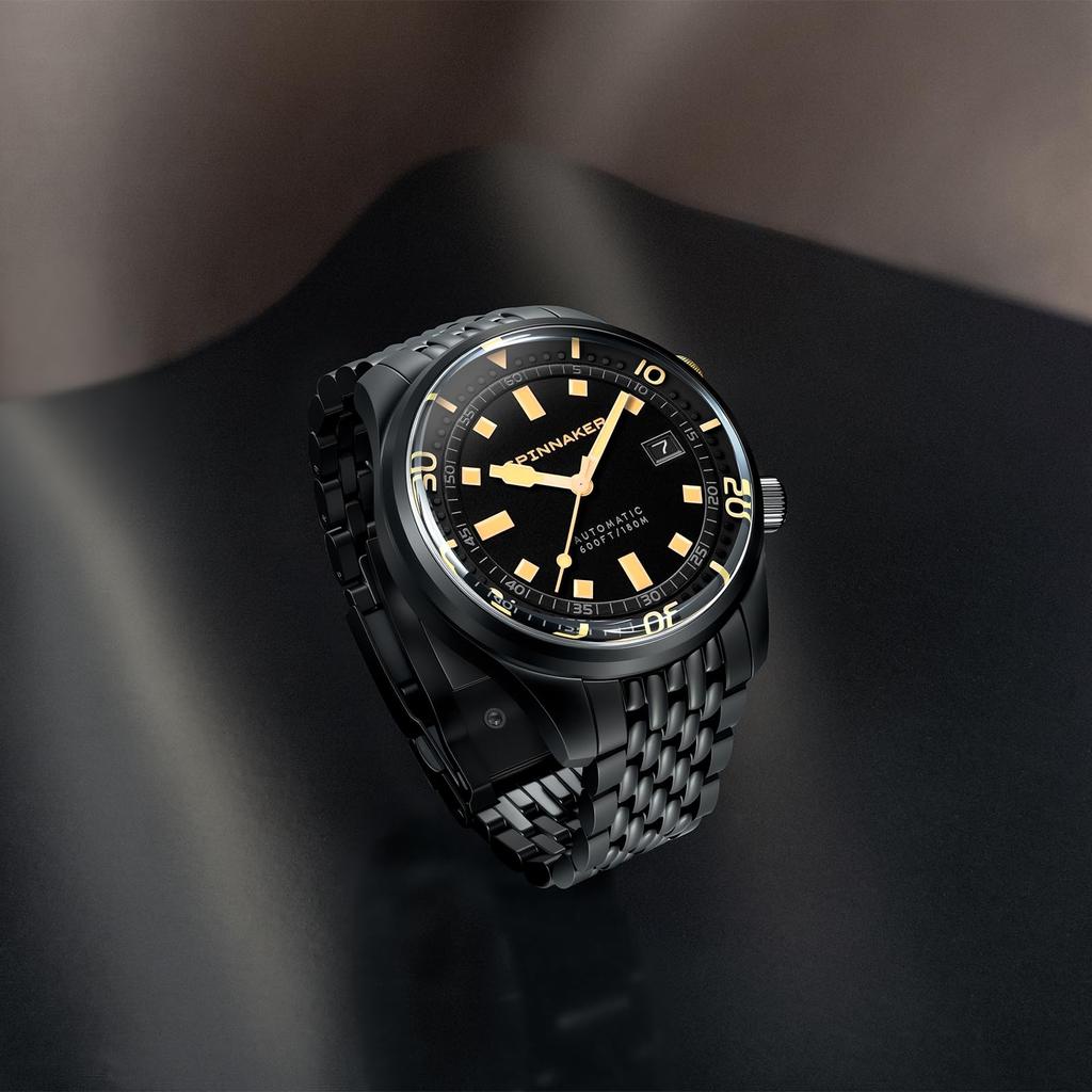 Bradner Black and Gold Collection 18 ATM Water Sapphire Black [SPINNAKER] Watch, Automatic, Resistant, Crystal, Dial, SP-5062-44, Men's [Authentic]