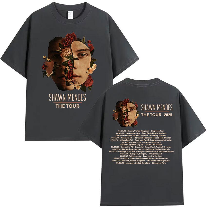 2025 Summer Shawn Mendes The Tour Print Men's Women O-Neck Fashion Cotton Short Sleeve T-Shirts 100% Pure Cotton Printed T-shirt