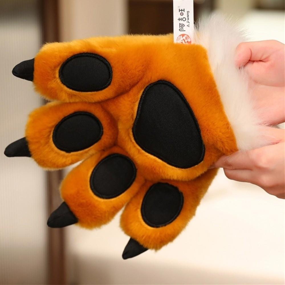 Stuffed Toys Faux Tiger Paw Gloves Furry Texture Bear Paw Plush Gloves  Anime Convention