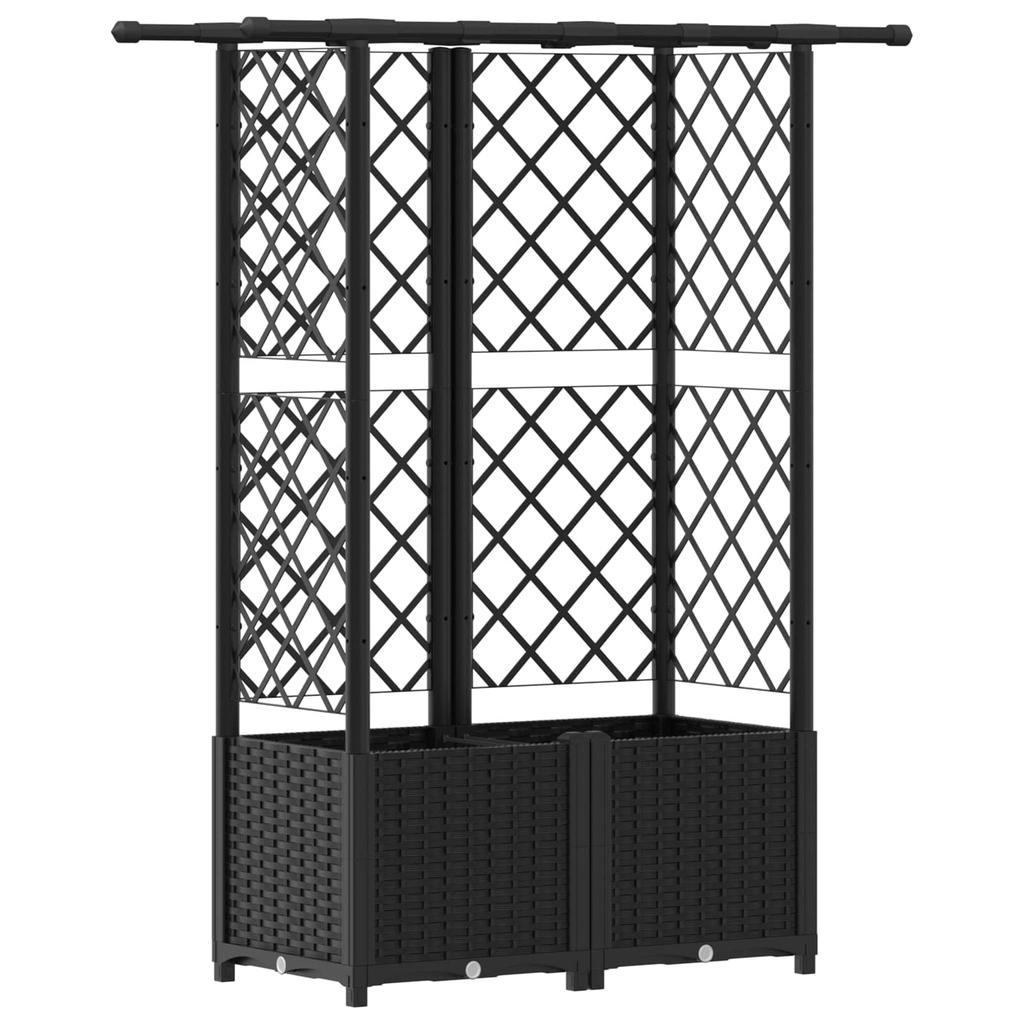 Elevated Planter with Trellis and Hanging Roof Black 124 X 40 X 138 Cm PP