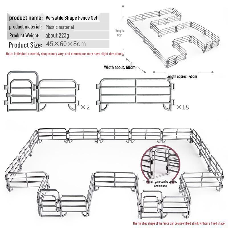 Animal Farm Model Set: Trees, Fences, Vegetables, Tools, Cart, and Props for Toy Scenes