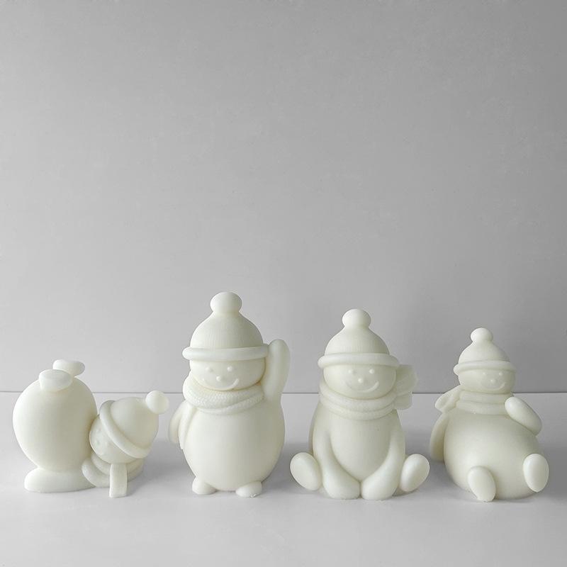 Christmas Snowman Silicone Mold DIY Scented Candle Plaster Resin Ornaments Mold Handmade Soap Candle Making Supplies