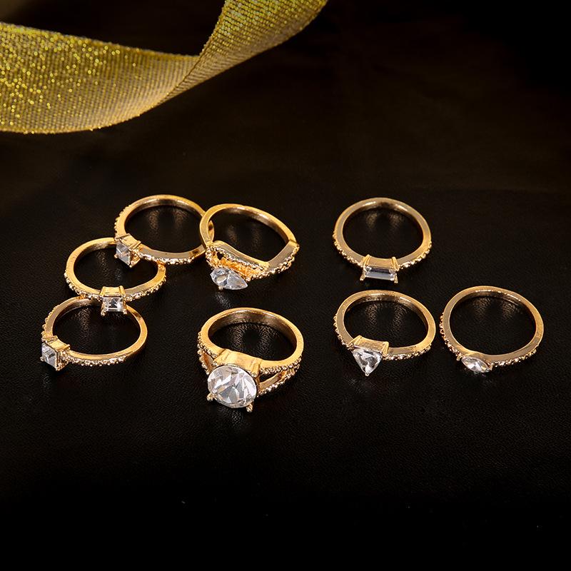 Jewelry Articulated Ring Fashion Diamond Set 8-Piece Ring Set