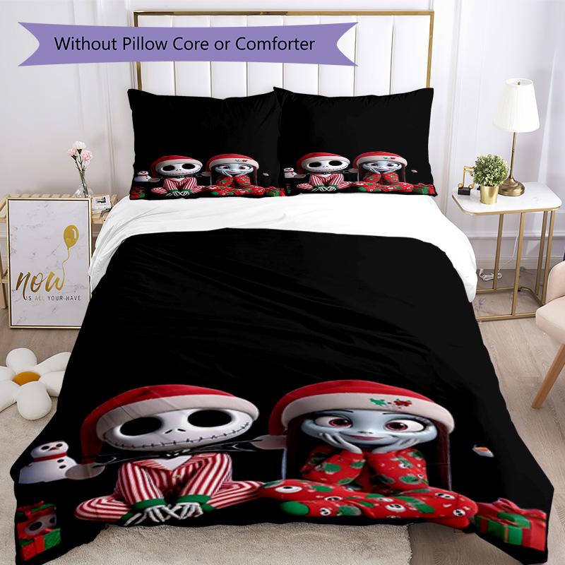 Christmas Nightmare Bedding Set Breathable Duvet Cover with Pillowcases Decorative Bed Linen for Bedroom Home Decoration Birthday Gift