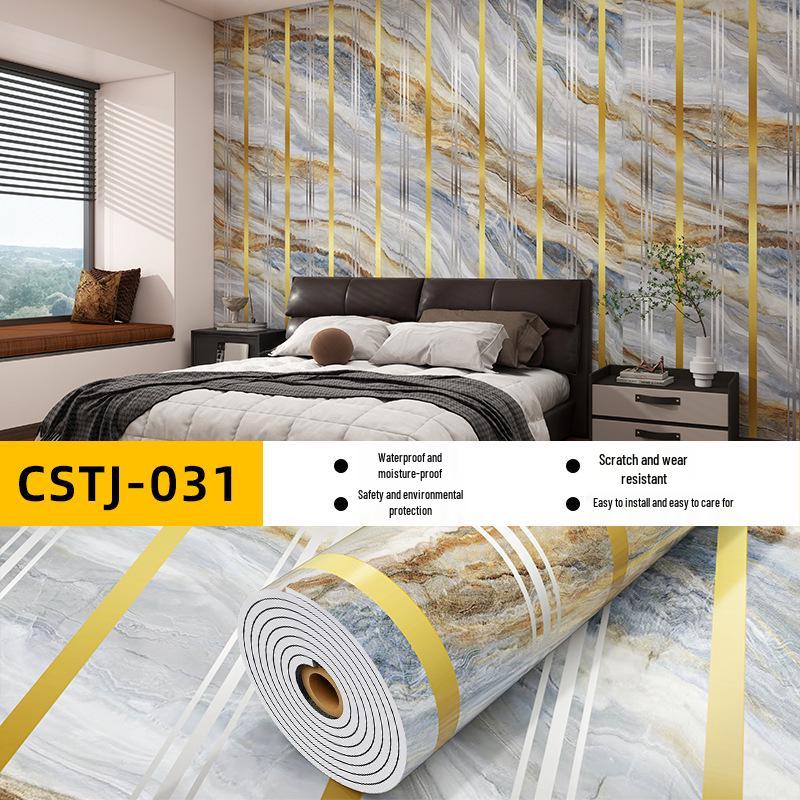 Self-Adhesive Waterproof Imitation Marble Tile Wall Sticker for Bathroom, Living Room, Kitchen, and TV Background.