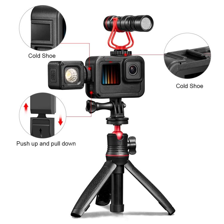 PULUZ Frame Expansion PA Cage with Side Interface Cover for GoPro HERO12 Black /11 Black /10 Black /9 Black(Black)