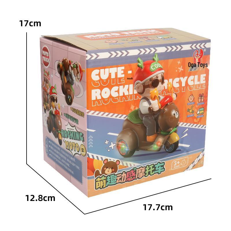Cute Bear Stunt Tricycle: 360° Rotating Electric Toy with Lights & Music for Children Ages 1-3