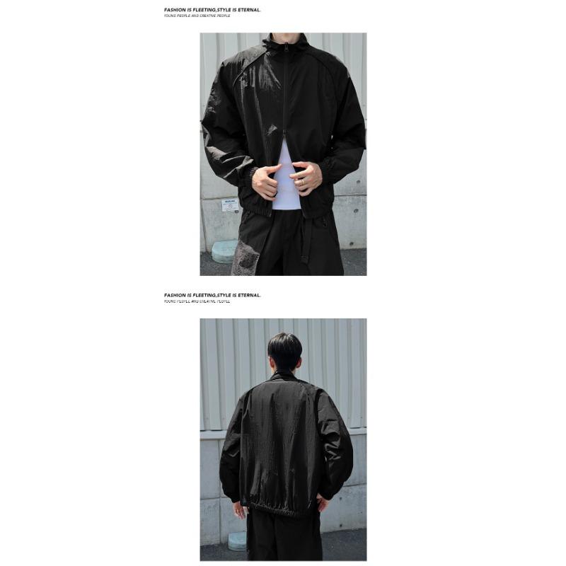 Mens American High Street Thin Breathable Upf50 Sunscreen Deconstructed Splicing Open Front Jacket