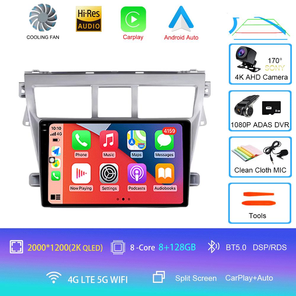 Android 14 For Toyota VIOS Yaris 2007 2008 2009 2010 - 2012 Car Radio GPS Carplay Multimedia Player Navigation Stereo Auto Audio