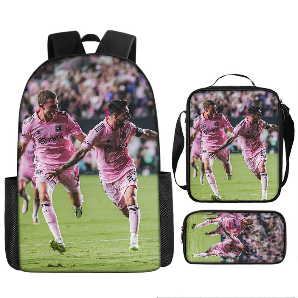 Football Schoolbag Three-Piece Backpack Pencil Bag Satchel Package Primary And Secondary School Students Schoolbag
