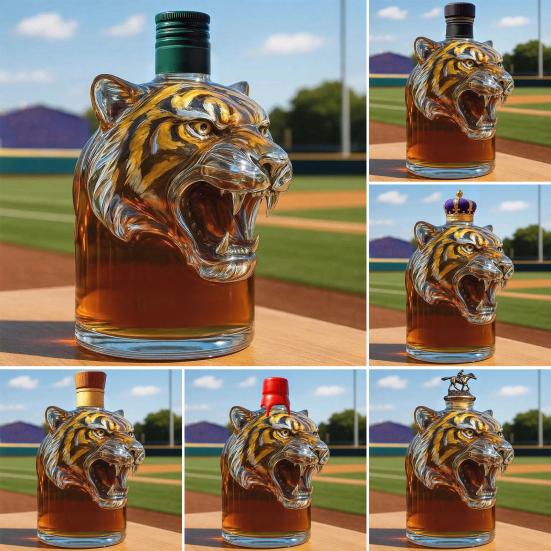 Láhev na whisky ve tvaru tygra 3D zvířecí karafa 300 ml Unikátní skleněná láhev na whisky Dárek pro milovníky whisky a nadšence do domácích mazlíčků