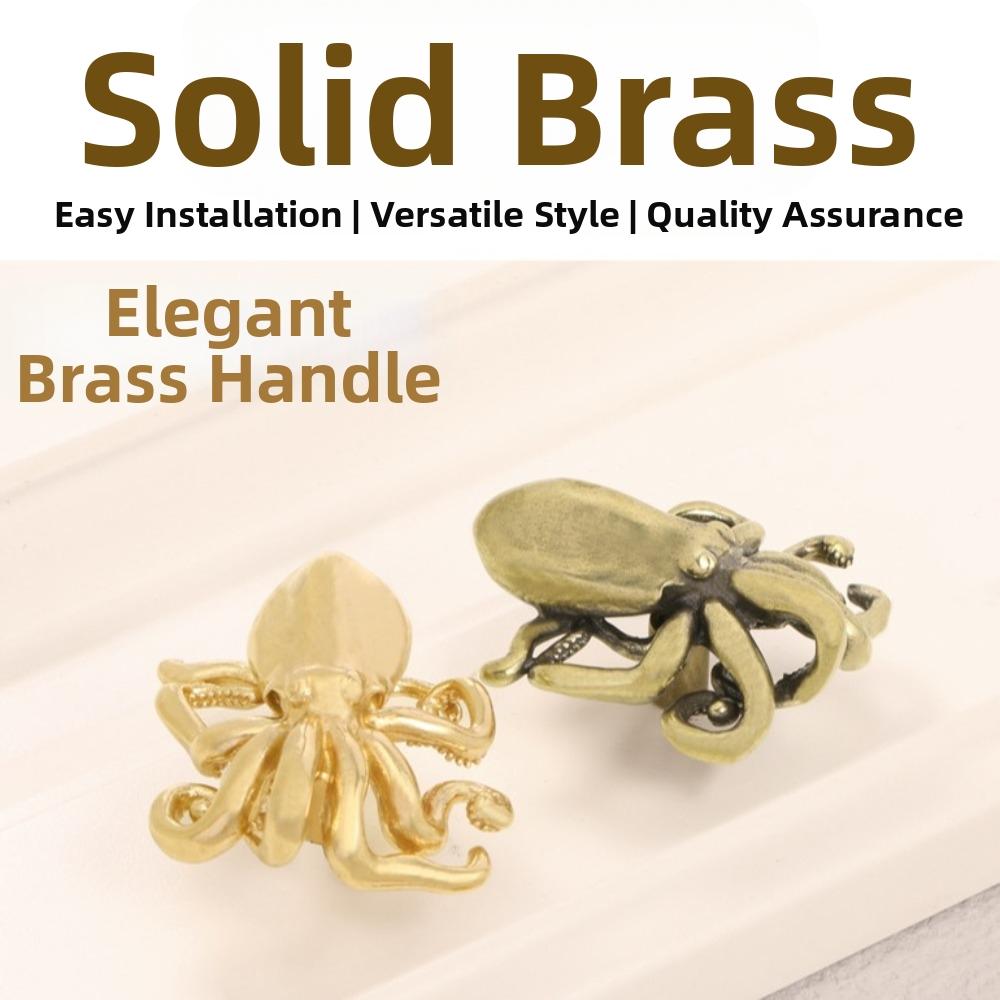 Vintage Cabinet Door Knobs Retro Wardrobe Drawer Pulls Elegant Octopus Brass Handle  Cupboard