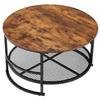 3 Pieces Round Coffee Table Sets, 80 cm Industrial Living Room Table with 2 End Side Tables, Easy Assembly Coffee and End Tables Sets with Metal Legs,