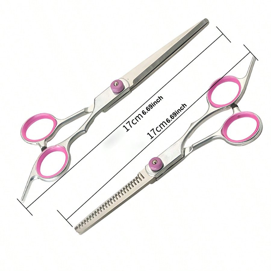 1pcs Professional Hair Cutting Scissor, Stainless Steel Home Hairdressing Scissors, Pink, Hairstyling Tools, Salon Beauty Travel Essentials