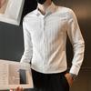 Formal Turn-down Collar Loose Business Casual Fashion Button Pleated Shirts Man Spring Summer Men's Clothing Handsome Capable