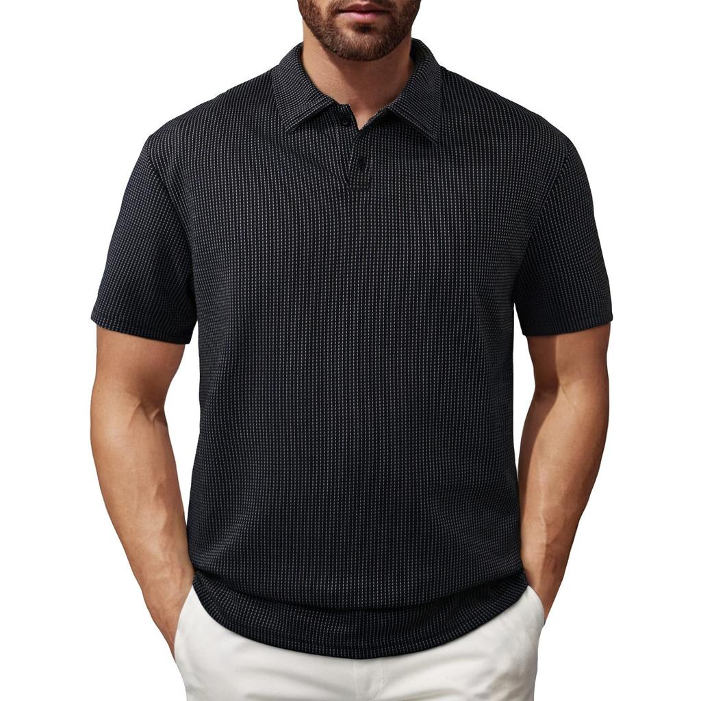 Ensfargede knapper for menn med kortermet topp herre skjorte til uformelle mote