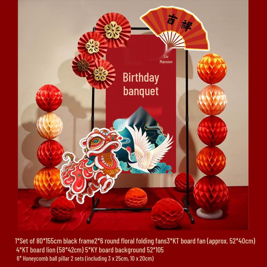 Grand 60th, 80th, or 90th Birthday Celebration Decorations - Elegant Chinese Banquet Venue Setup