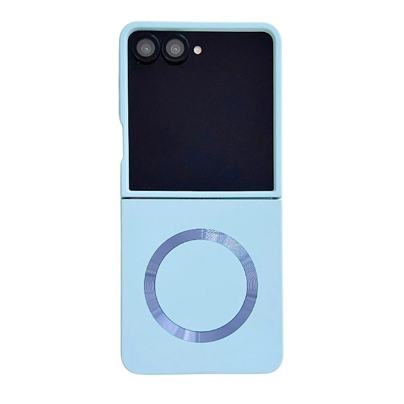 Samsung Z Flip7 Case: Iridescent Solid Color, Magnetic Ring, Drop-Proof, Folding Screen, PC Hard Shell.