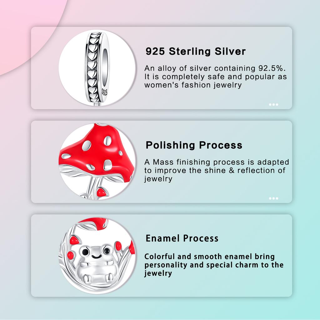 Copper Red Mushroom Toadstool And Frog Pendants Charms Fits Genuine Charms Bracelet Women DoItYourself Jewellery Gifts