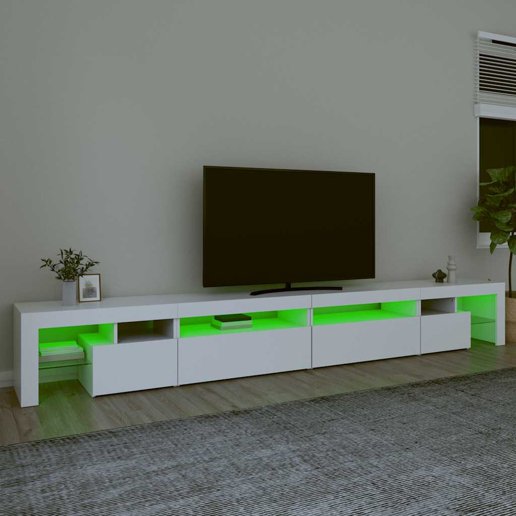 Vidaxl Szafka Pod Tv Z Oświetleniem Led, Biała, 290X36,5X40 Cm