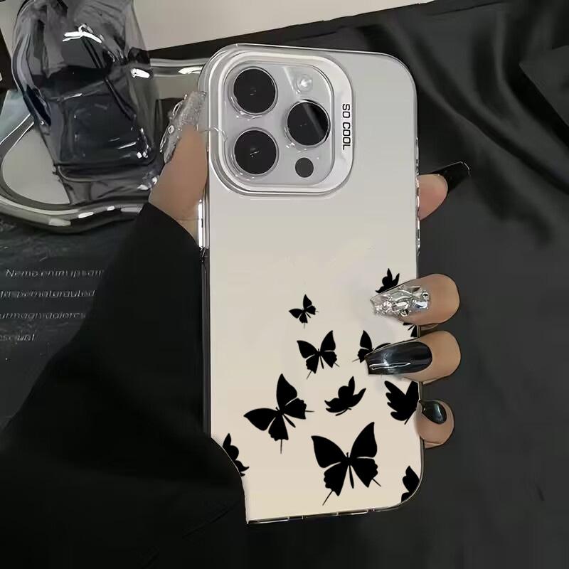

Для iPhone 15 Pro 16 Plus 14 Pro Max 13 12 11 X XS XR 7 8 SE Ударопрочный Рисунок Бабочка Защита объектива Покрытие Чехол For iPhone 16 Pro Max