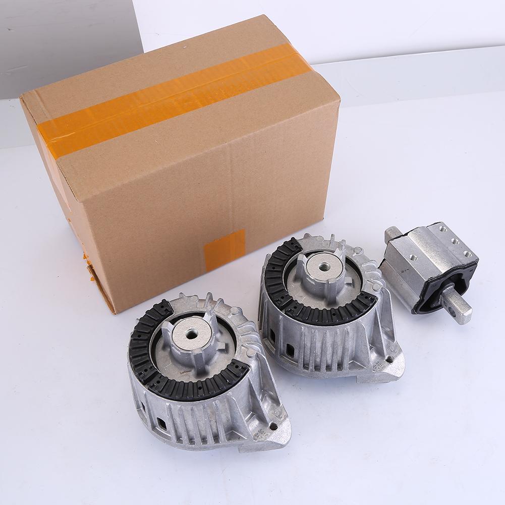 2x FEBI Engine Mount &1x Gearbox Bearing Compatible for Mercedes C E CLK W204 W212