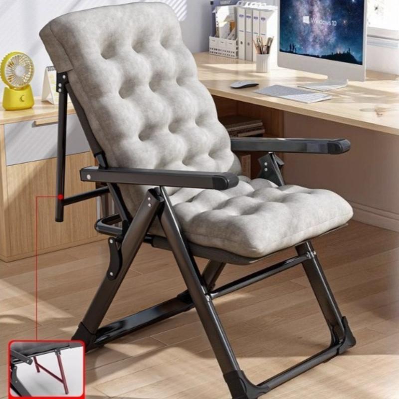 Portable Folding Chairs Office Chaise Lounge Living Room Metal Backrest Reclining Chair Household Single Person Relax Armchairs
