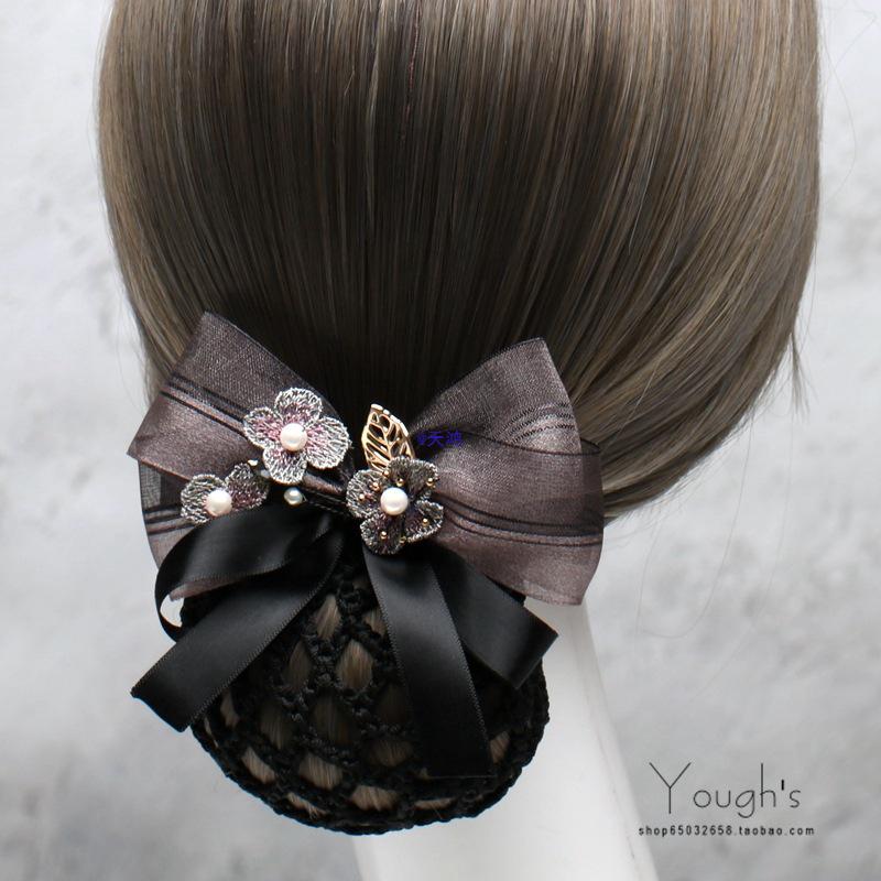 Elegantní síťka na vlasy s mašlí v korejském stylu pro servírku - Profesionální pokrývka hlavy