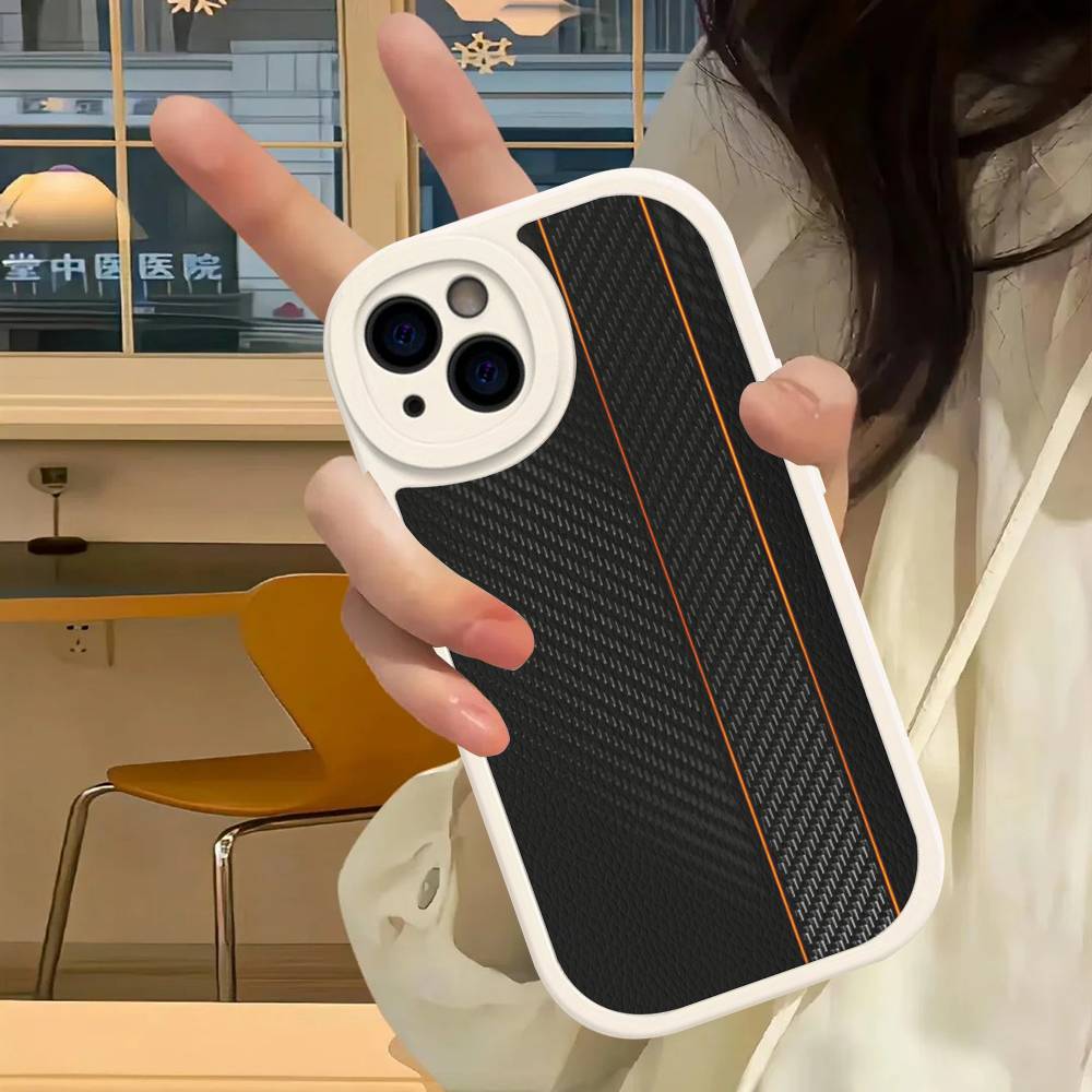 Fiber Texture For IPhone 16 15 14 16E 13 12 11 Pro Max Plus Phone Leather Case