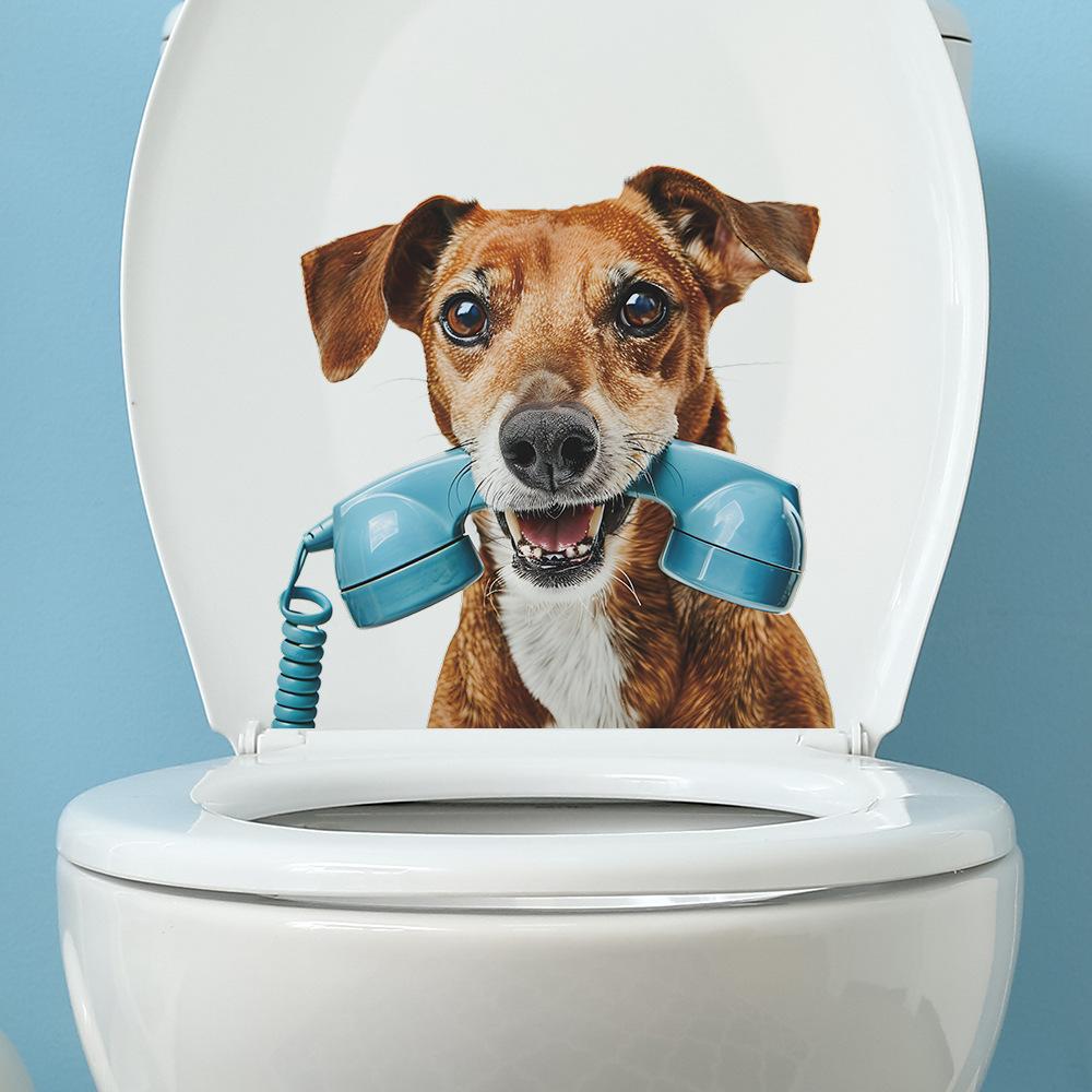 Fun-m159 Aufkleber mit Welpen-Motiv, für Badezimmer, Toilette, Toilette, Heimdekoration