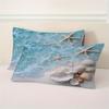2/3Pcs Beach Waves Shell Print Duvet Cover Set (1 Duvet Cover + 1/2 Pillowcase, Without Core), Summer Ocean Theme Bedding Set