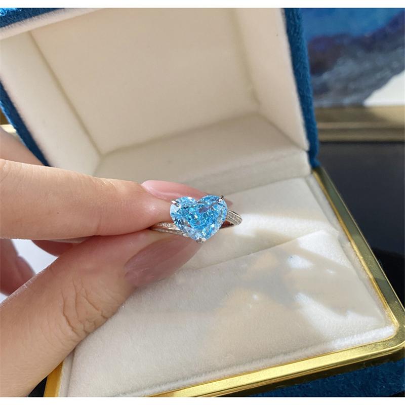 Buy Luxury Princess Cut Sea Blue Heart 