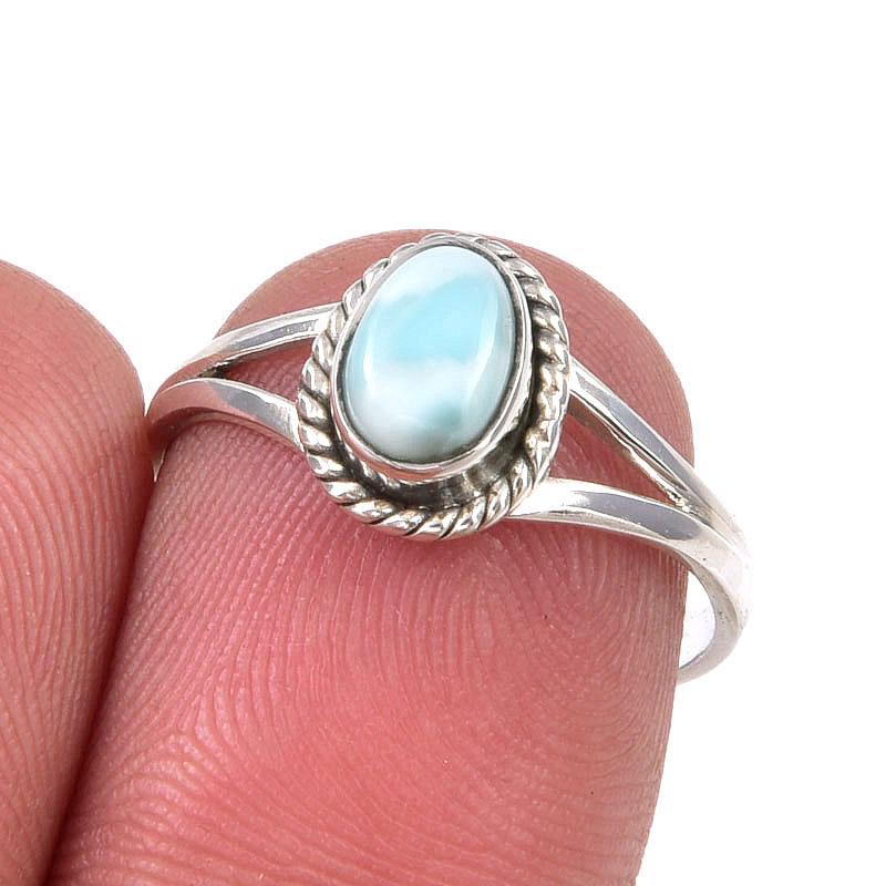 

Natural Republic Larimar Gemstone Handmade 925 Sterling Silver Ring Size 7 V5J61