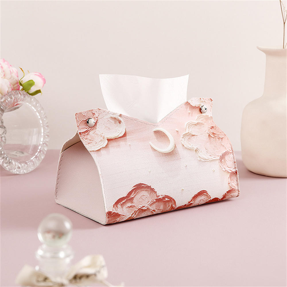 PU Leather Napkin Holder Tissue Bag Foldable Paper Organizers Box