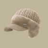Men Hat 3-in-1 Knitted Baseball Cap with Ear Flaps Imitation Mink Fur Lining Quick-Drying