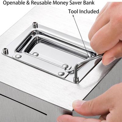 Money Bank for Adults 6inch Stainless Steel Reusable Large Jar Cash Savings Box for Birthday Christmas Thanksgiving New Year
