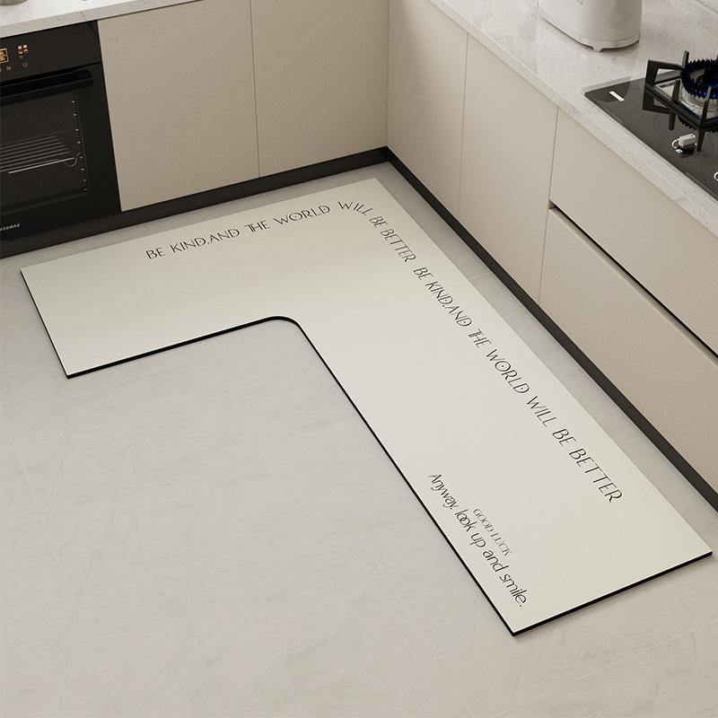 Premium L-shaped Kitchen Mats: Dirt-Resistant, Easy-Care, Quick-Dry Diatom Mud for Absorbing Water & Oil