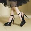 Women's Sexy Closed Toe Backless Heels Spring Summer Pointed Toe Stiletto Platform Pumps Women Ankle Buckle Women's Shoes Heel