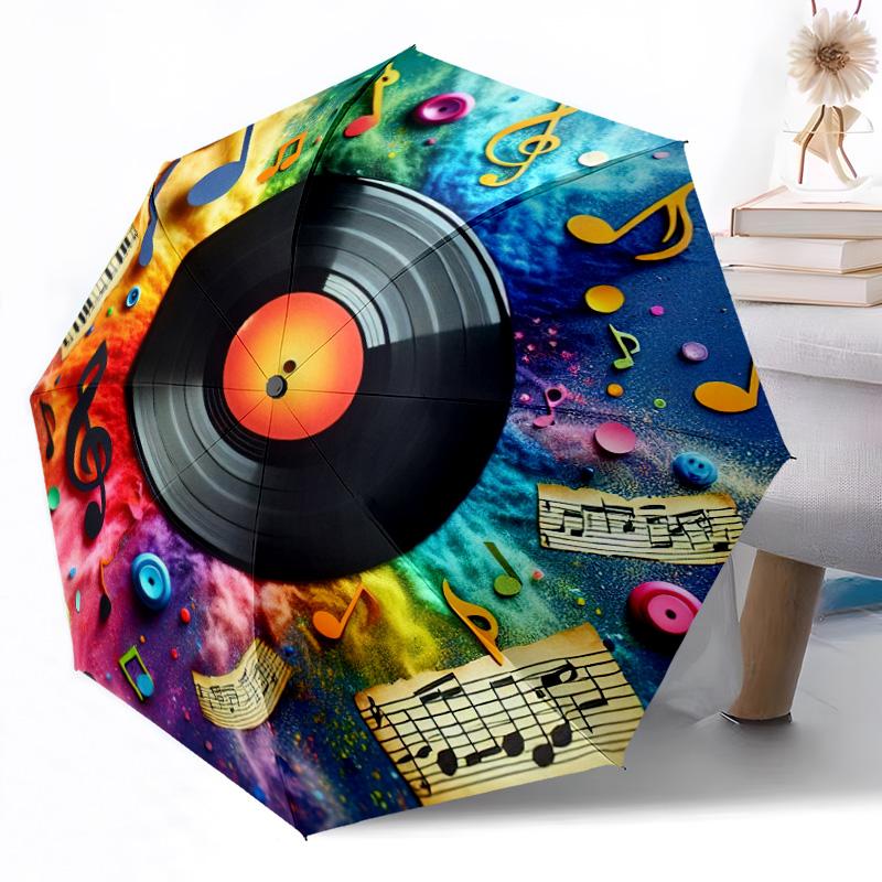 Music Automatic Umbrella Compact 8-Rib Design Foldable Design All-Season Use Compact Folding Umbrella Spiritual Gift