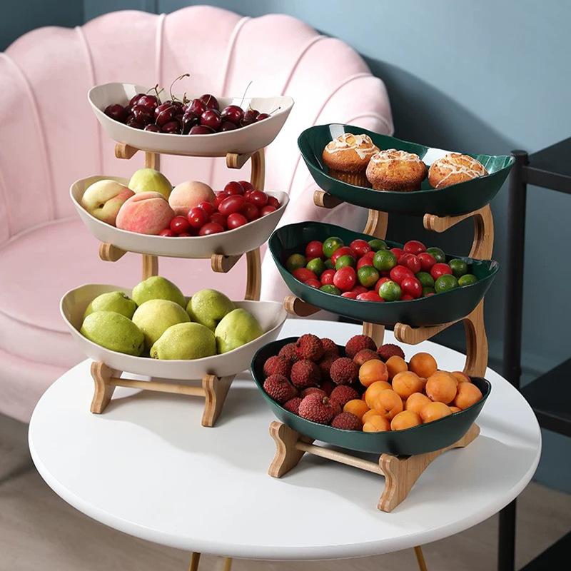 Fruit Plate Household Living Room Coffee Table Light Luxury Plastic Tray Storage Fruit Dessert Table Snack Display Rack