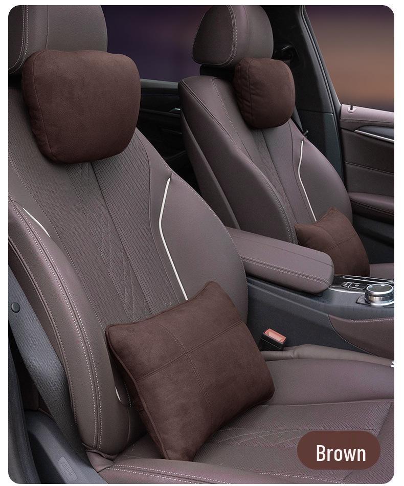 Suede Lumbar Pillow for Maybach: Headrest Cushion and Neck Support.