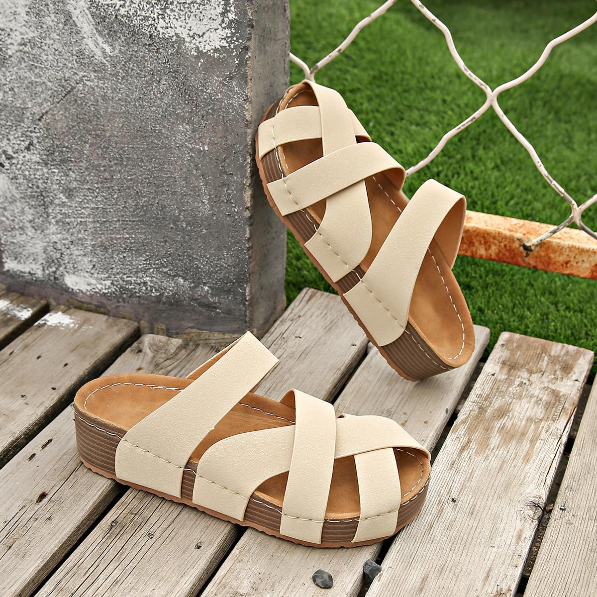 

Большой размер лето новый модный и простой однопедальный мешок голова удобные европейские и американские пляжные сандалии шлепанцы женские 43