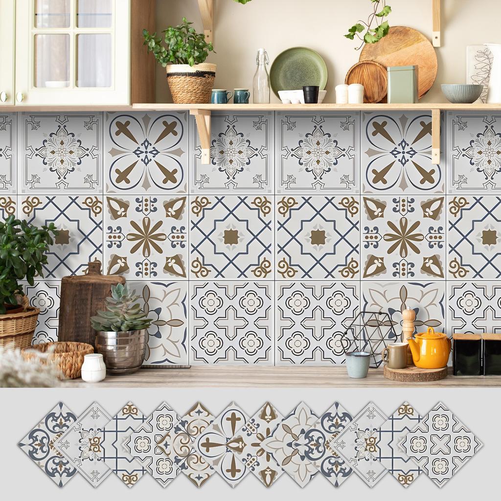 12 Self-adhesive Kitchen Waterproof and Oil-proof Wall Stickers, Bathroom Wall Decoration Renovation, Beautification Strong Wallpaper Stickers