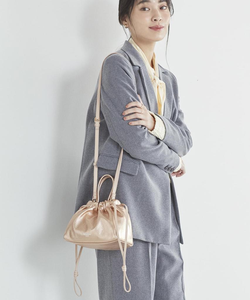 [TREASURE TOPKAPI] Shrink Leather 2-Way Drawstring Shoulder Bag