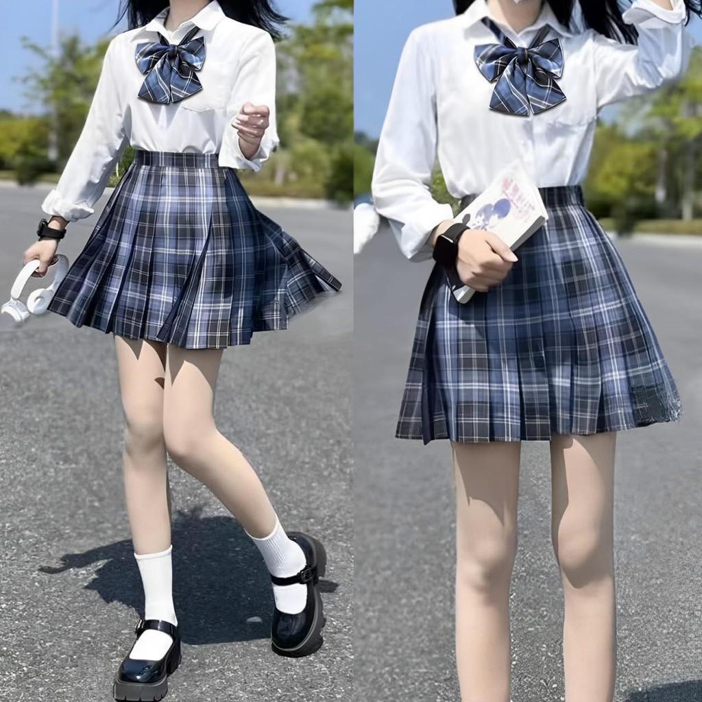 High School Girl Uniform Blazer JK Uniform Cosplay Costume 5 Piece Set Ribbon Shirt Pleated Skirt Check Set School Commuting Mori Girl School Festival