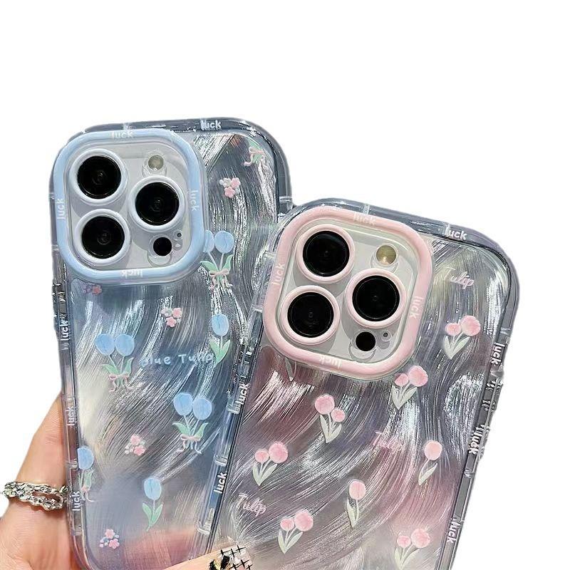 Feather Tulip Apple Phone Case 16 15PROMAX Women 14 14promax Trend 13PR0 11PRO