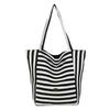 Double-sided Dual-purpose Cloth Bag, Striped Niche Large-capacity Lazy Literary Tote Bag, Casual One-shoulder Underarm Bag, Women