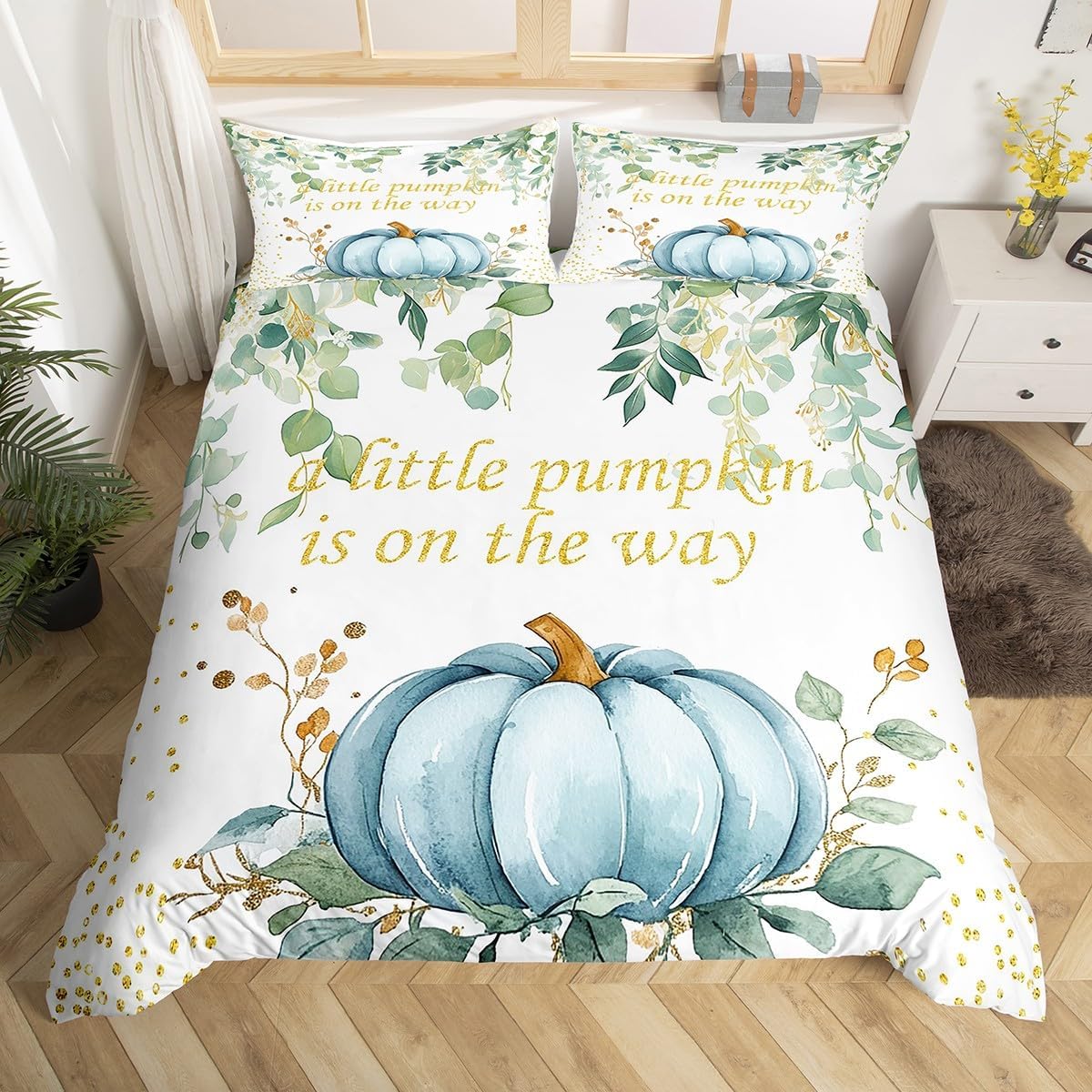 

Comforter Happy Thanksgiving Comforter fall Harvest Pumpkin Full King For Boys Teens Adult Autumn Maple Leaf Bedding Set Comforter (quilt)-EU Single(135*200cm)3pcs