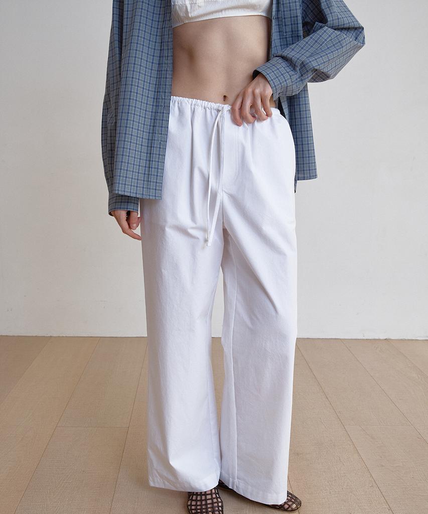 Button Cotton Banding Pants(Ivory)