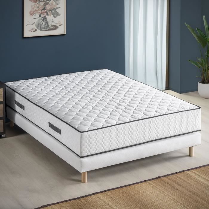 Mattress and Base Set 160 X 200 Cm Height 24 Cm - Pocket Springs - 7 Zones - Reversible - Made In Belgium - DEKO DREAM